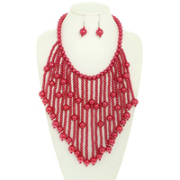 PEARL FRINGE BIB NECKLACE SET